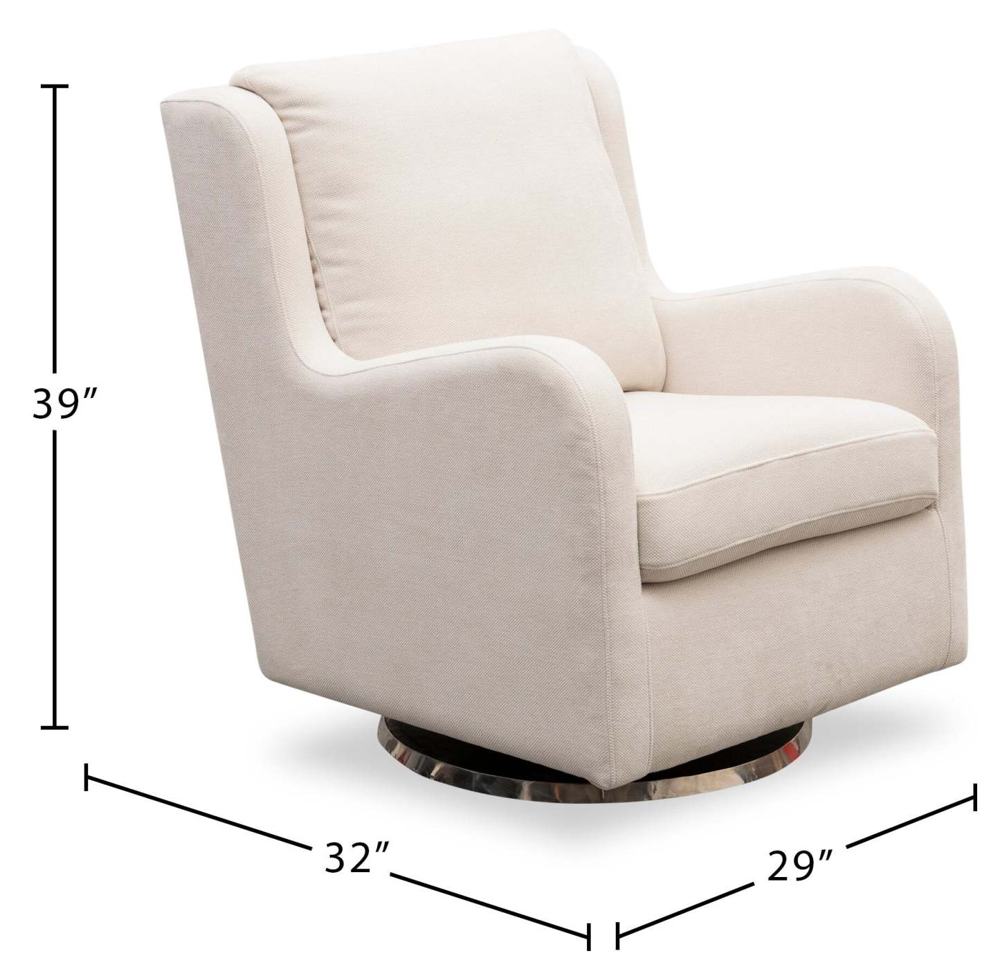 Ellie 29 Linen-Look Fabric Swivel Glider Accent Chair with Wingback and Recessed Arms - Beige | Fauteuil d’appoint à oreilles coulissant et pivotant Ellie de 29 po en tissu d’apparence lin avec accoudoirs en retrait - beige