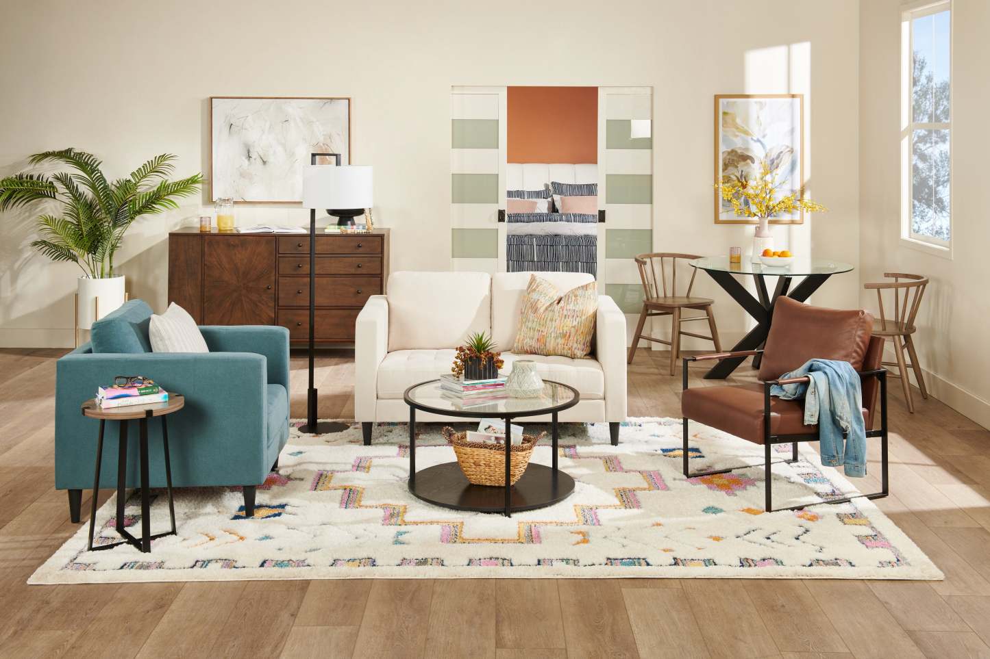 Tapis à poils longs géométriques multicolores Ellis - 7'11 x 10'10 | Tapis à poils long Ellis multicolore à motif géométrique - 7 pi 11 po x 10 pi 10 po