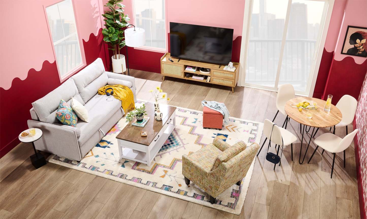 Tapis à poils longs géométriques multicolores Ellis - 7'11 x 10'10 | Tapis à poils long Ellis multicolore à motif géométrique - 7 pi 11 po x 10 pi 10 po