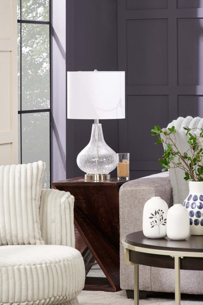 Kort & Co. Lampe de table Elsie de 25 po en verre transparent avec port USB-C