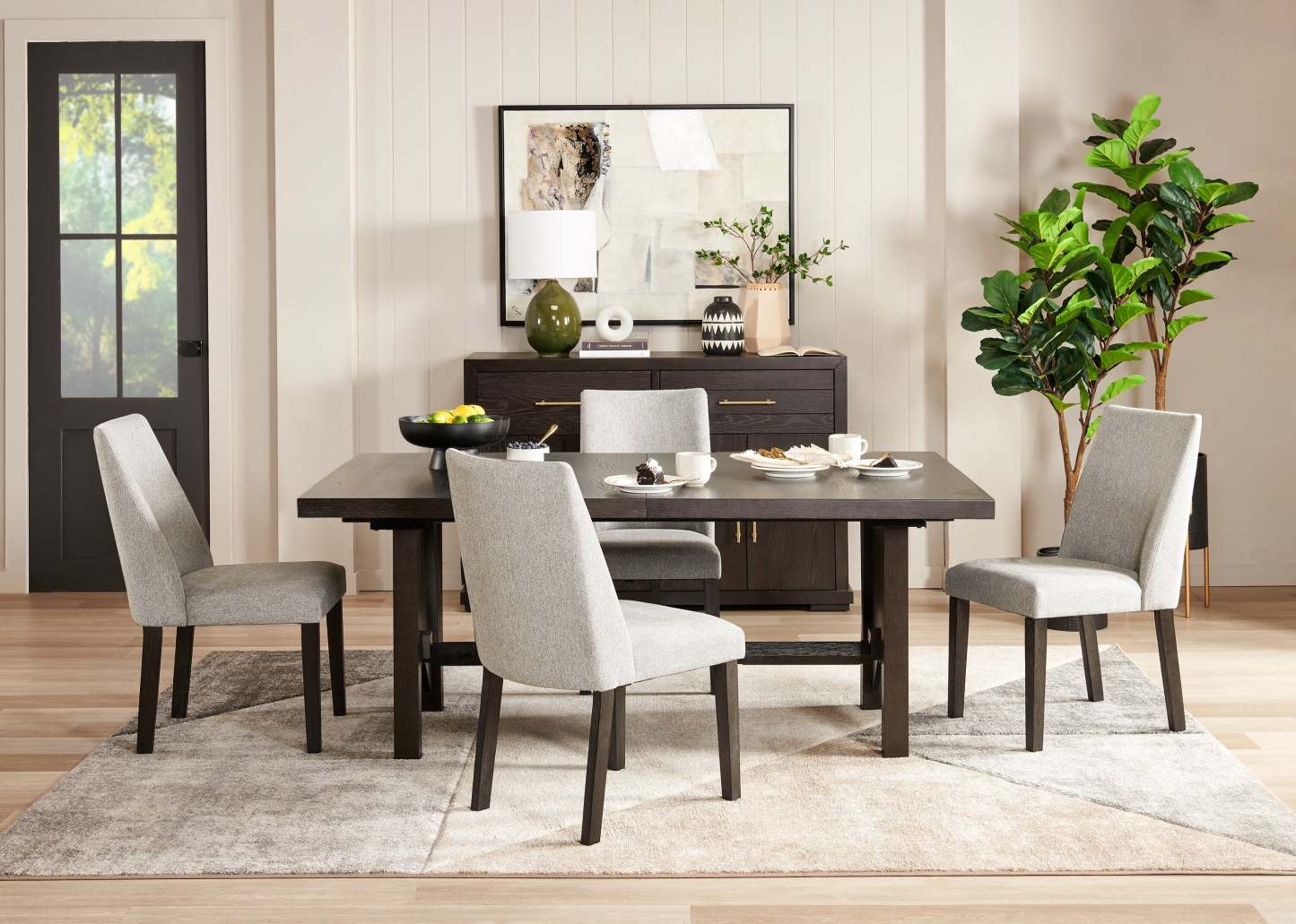 Chaise de salle à manger Emery en tissu de polyester - grise