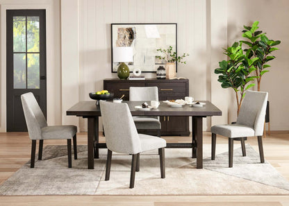 Chaise de salle à manger Emery en tissu de polyester - grise