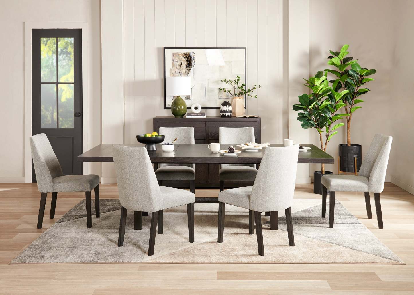 Chaise de salle à manger Emery en tissu de polyester - grise