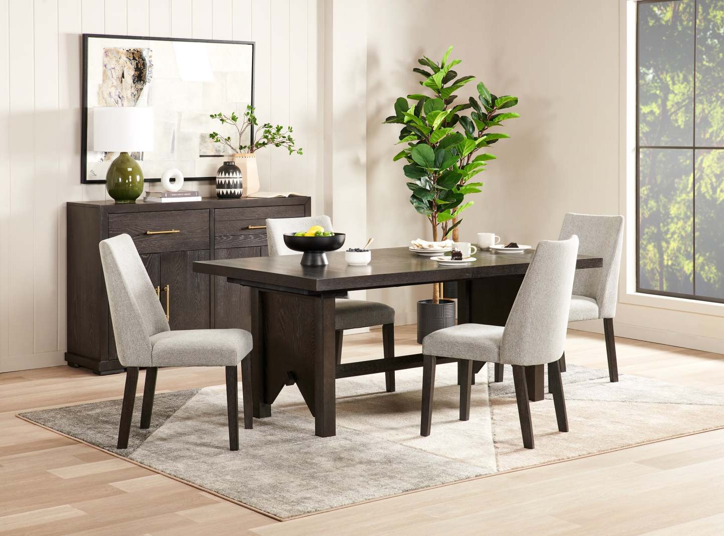 Chaise de salle à manger Emery en tissu de polyester - grise