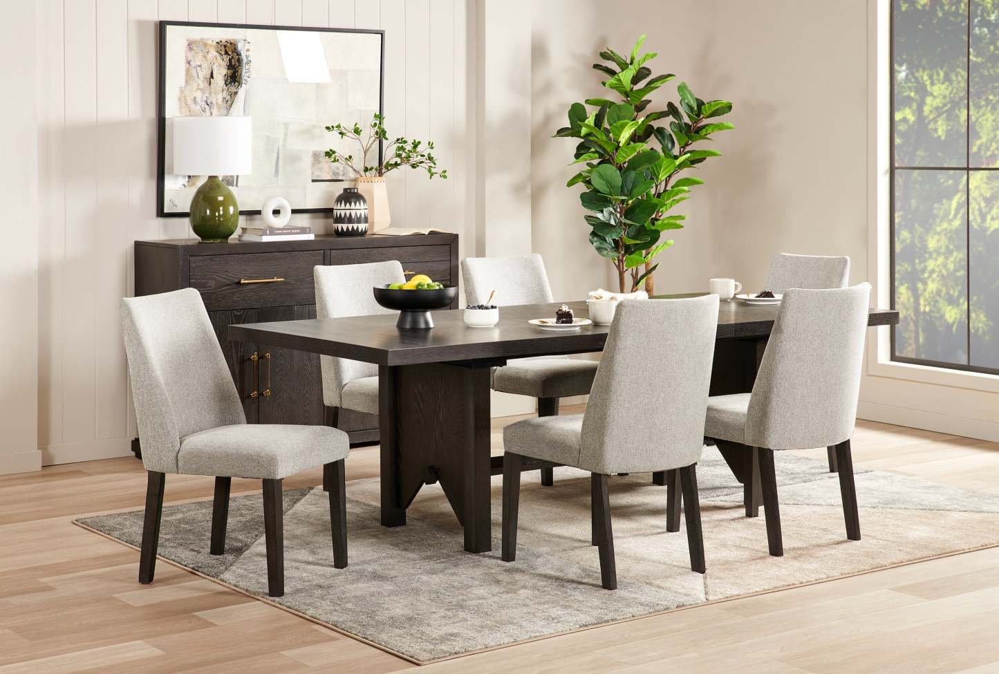 Chaise de salle à manger Emery en tissu de polyester - grise