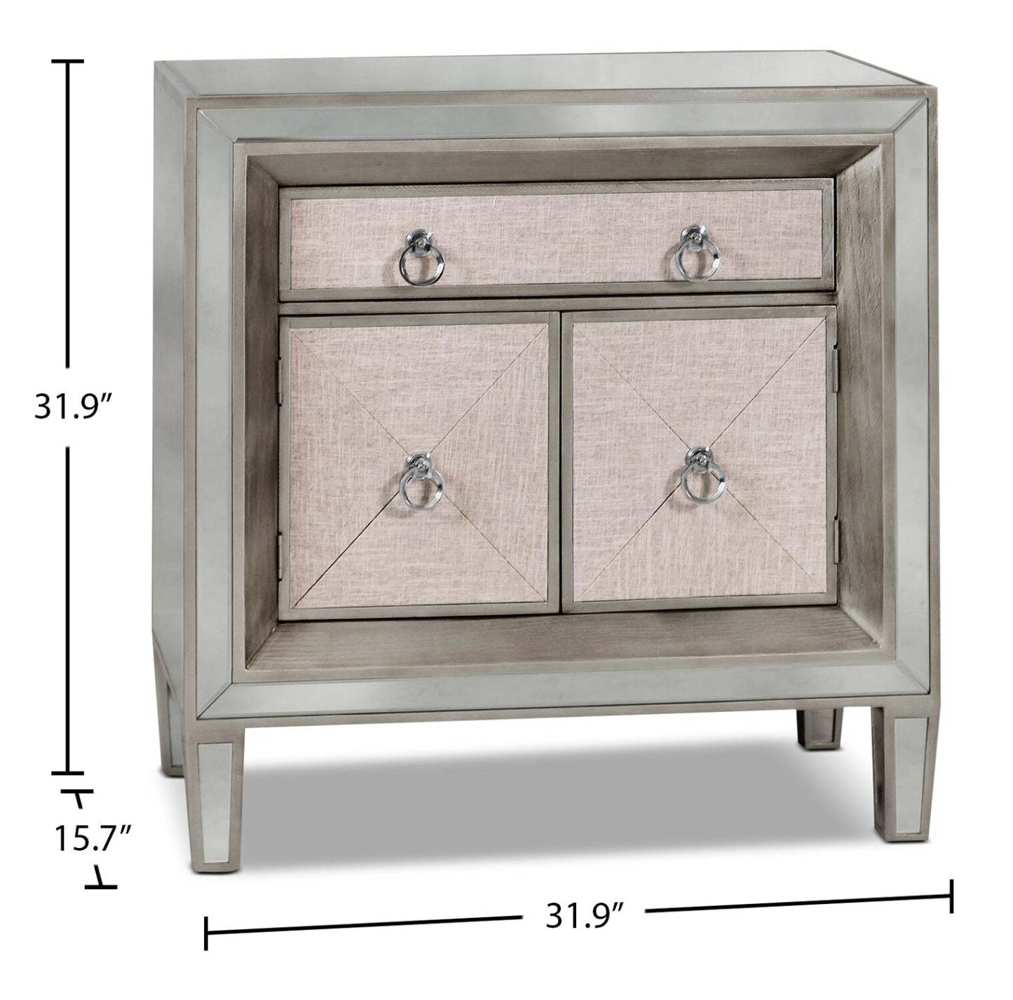 Enna 32 Glam Accent Cabinet with Drawer - Antiqued Silver|Armoire décorative somptueuse Enna de 32 po avec tiroir - argenté antique