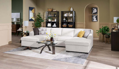 Canapé-lit sectionnel Envy 3 pièces en tissu chenille avec deux méridiennes de rangement - Beige amande | Canapé-lit sectionnel Envy 3 pièces en tissu chenille avec 2 chaises longues de rangement - beige amande