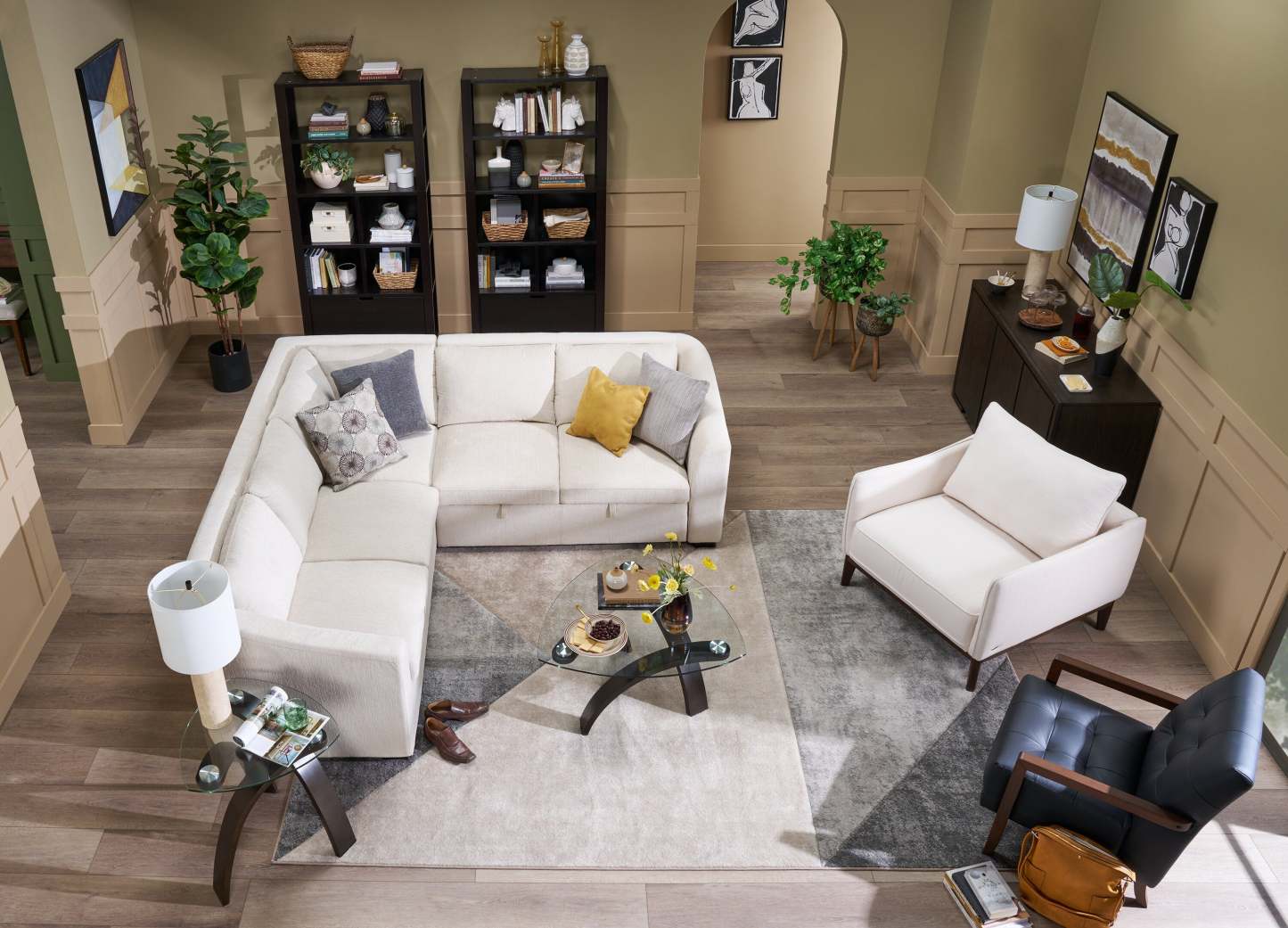 Canapé sectionnel Envy 3 pièces en tissu chenille - Beige amande | Canapé sectionnel Envy 3 pièces en tissu chenille - beige amande