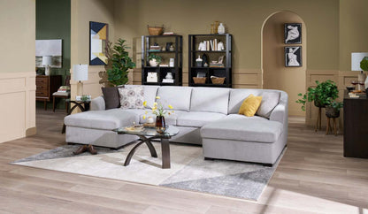 Envy 3-Piece Chenille Fabric Sleeper Sectional with Two Storage Chaises - Fog Grey | Canapé-lit sectionnel Envy 3 pièces en tissu de chenille avec 2 chaises longues de rangement - gris brouillard