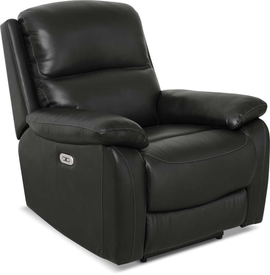 Fauteuil à inclinaison électrique Grove de 36 po en cuir véritable avec appuie-tête réglable - noir