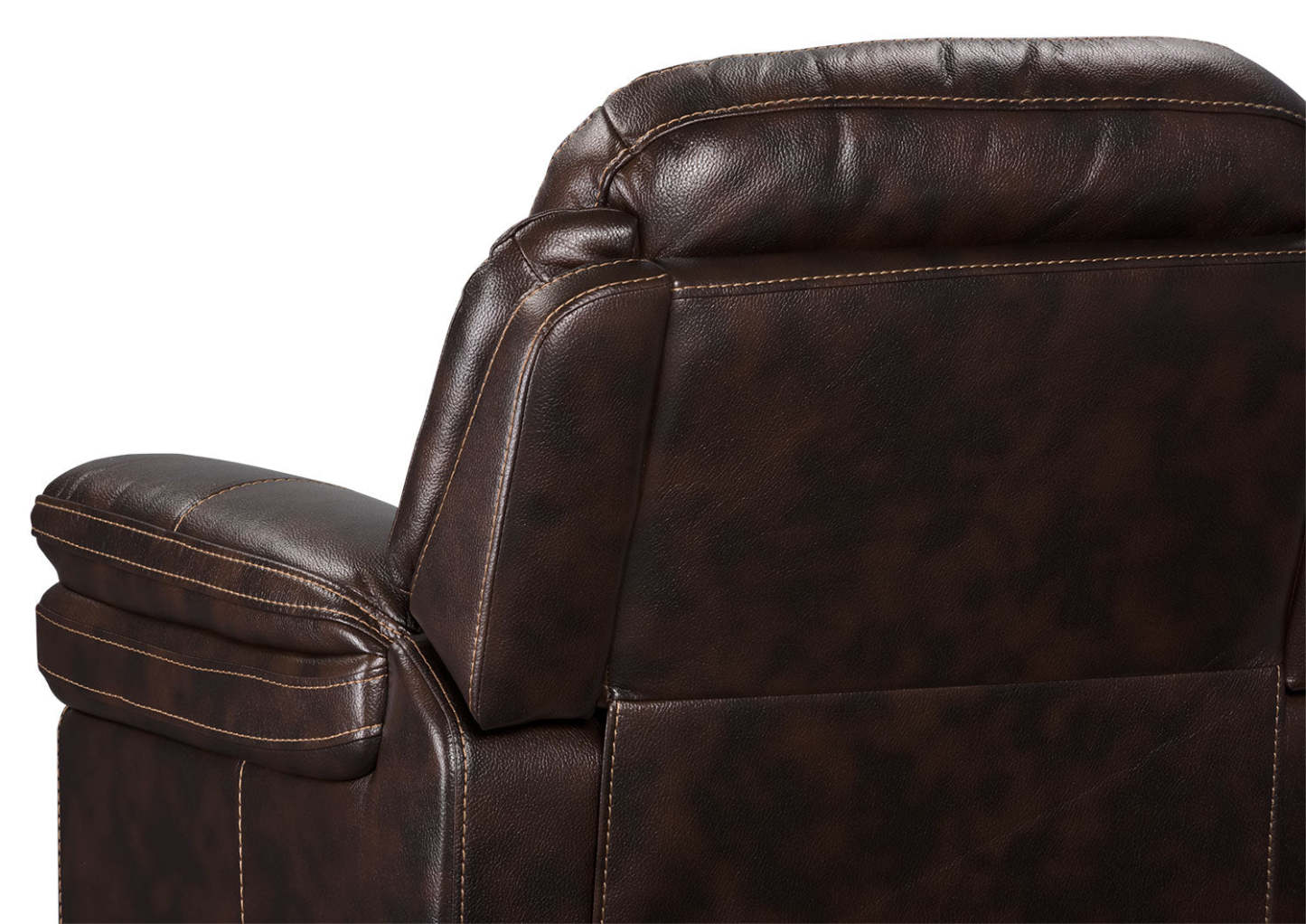 Fauteuil à inclinaison électrique Leo de 41 po en tissu d’apparence cuir - brun noyer