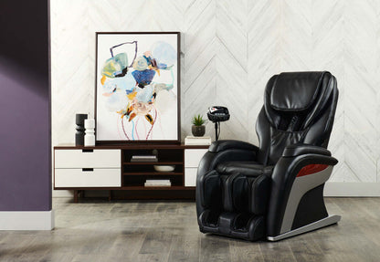 Fauteuil de massage à inclinaison électrique de la collection Urban de Panasonic de 48,1 po en cuir synthétique de qualité supérieure - noir