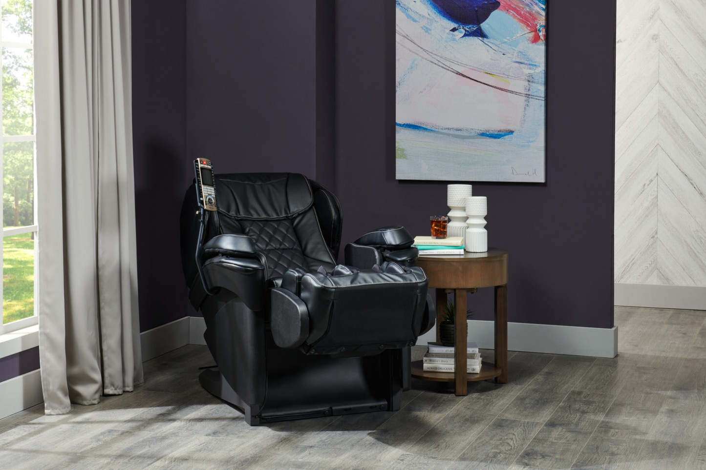 Fauteuil inclinable de massage Panasonic Real Pro ULTRA Prestige™35,4 en cuir synthétique de haute qualité - noir | Fauteuil inclinable de massage en cuir synthétique de haute qualité Real Pro ULTRA Prestige™35,4 de Panasonic - Noir