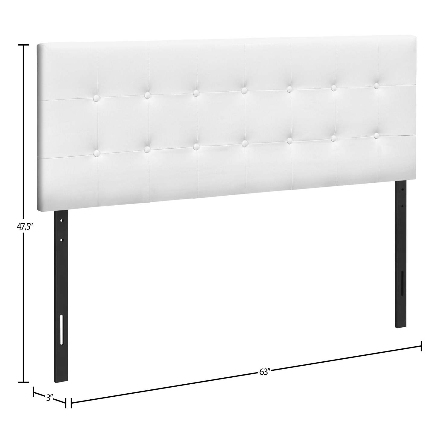 Tête de lit rembourrée Estel en tissu de cuir végétalien blanc, capitonné à boutons - Queen Size | Tête de lit rembourrée Estel en tissu de cuir végétalien blanc avec capitonnage à boutons - format grand lit