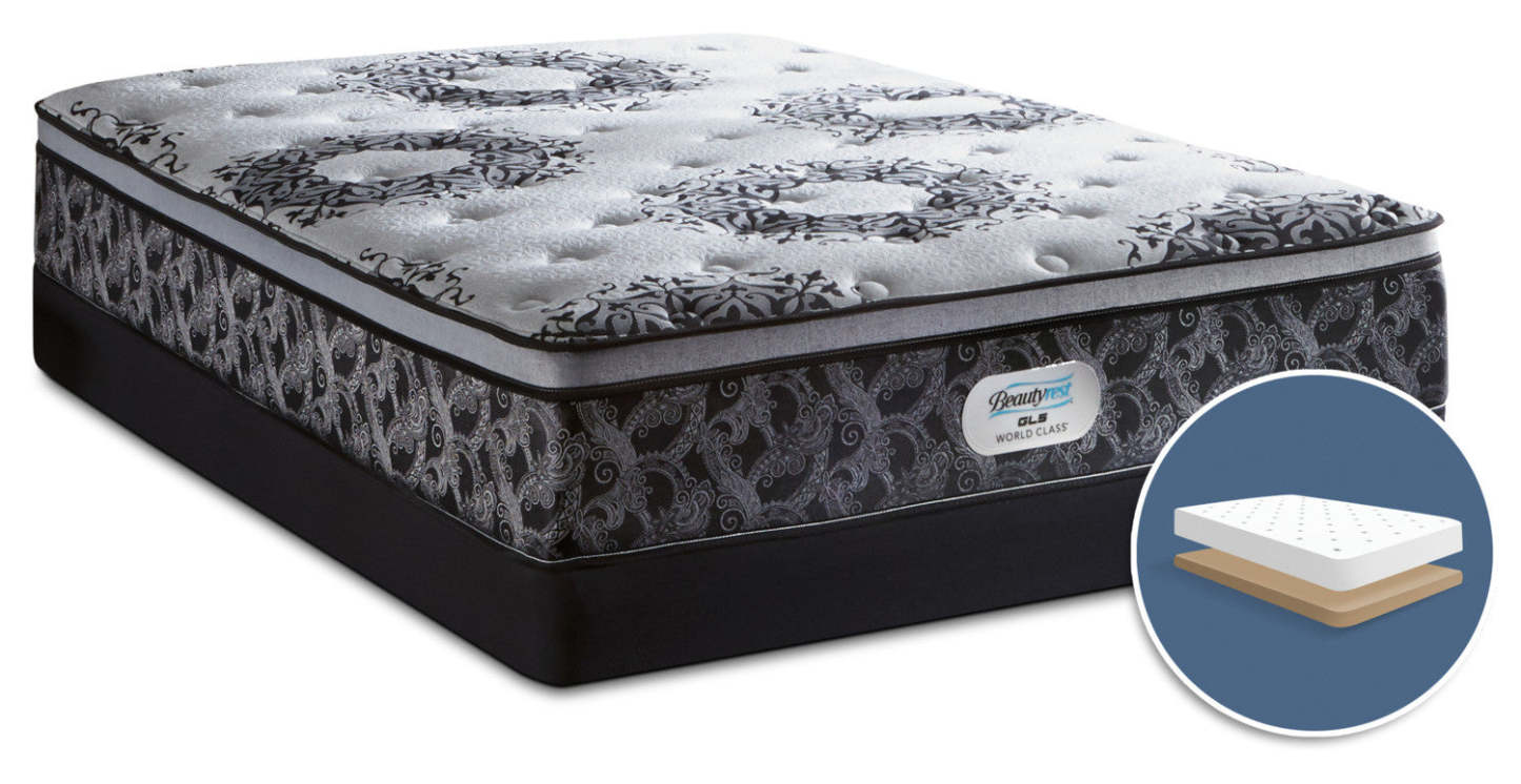 Beautyrest GL5 World Class Axis Euro-Top Firm Low-Profile Queen Mattress Set|Ensemble matelas ferme à Euro-plateau à profil bas GL5 World Class Axis de Beautyrest pour grand lit