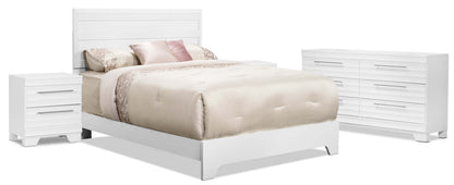 Olivia 6-Piece Queen Bedroom Package with 2 Nightstands – White|Ensemble de chambre à coucher Olivia 6 pièces avec lit queen et 2 tables de nuit - blanc