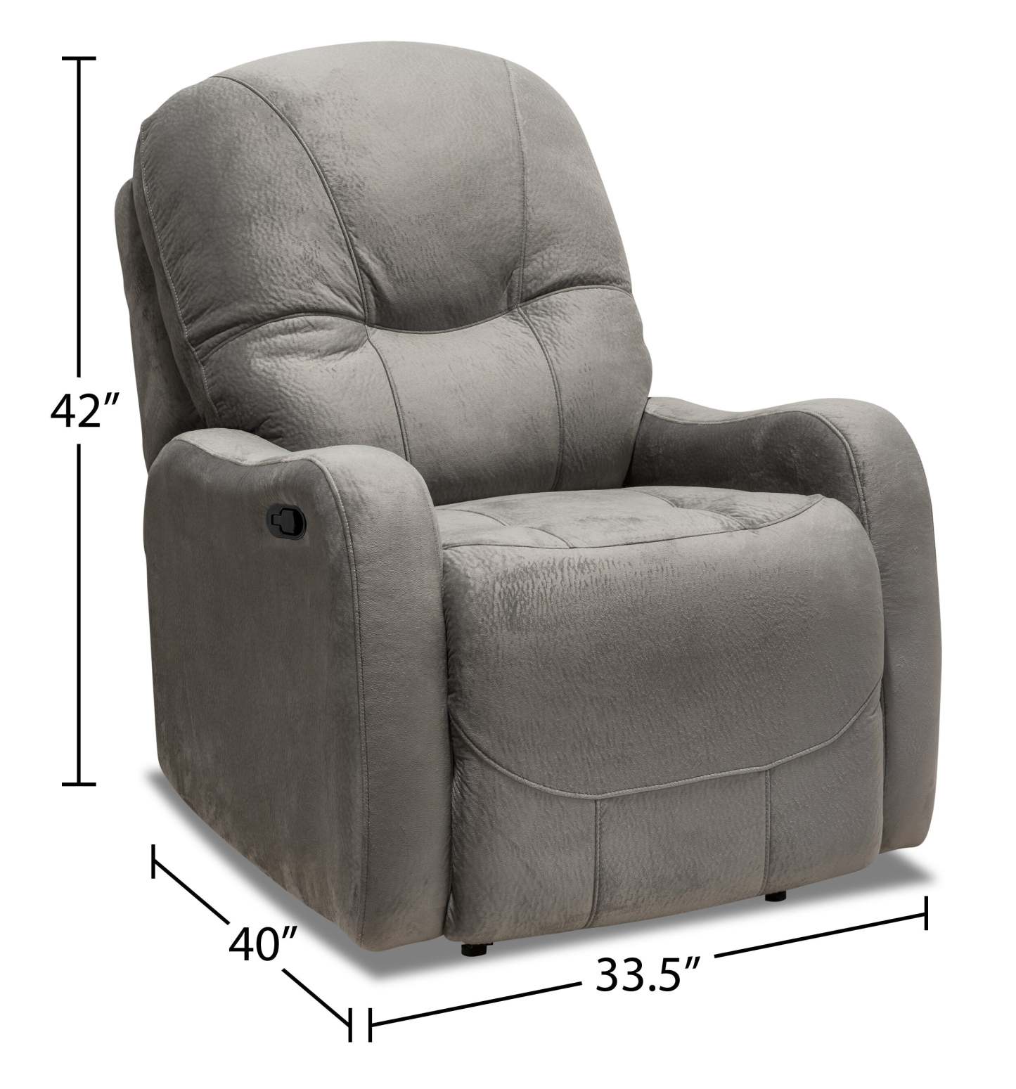 Fabriqué au Canada Fauteuil inclinable en tissu Everett 33,5 - Gris | Fauteuil inclinable Everett de 33,5 po fabriqué au Canada en tissu - gris