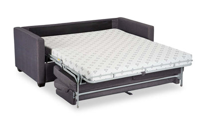 Fabriqué au Canada, canapé-lit Everlee de 76,5 po en microsuède avec mousse à mémoire de forme et deux coussins décoratifs - gris