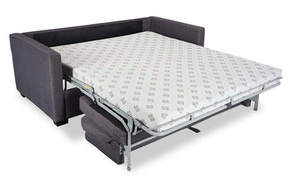Fabriqué au Canada, canapé-lit Everlee de 76,5 po en microsuède avec mousse à mémoire de forme et deux coussins décoratifs - gris