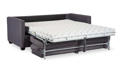 Fabriqué au Canada, canapé-lit Everlee de 76,5 po en microsuède avec mousse à mémoire de forme et deux coussins décoratifs - gris