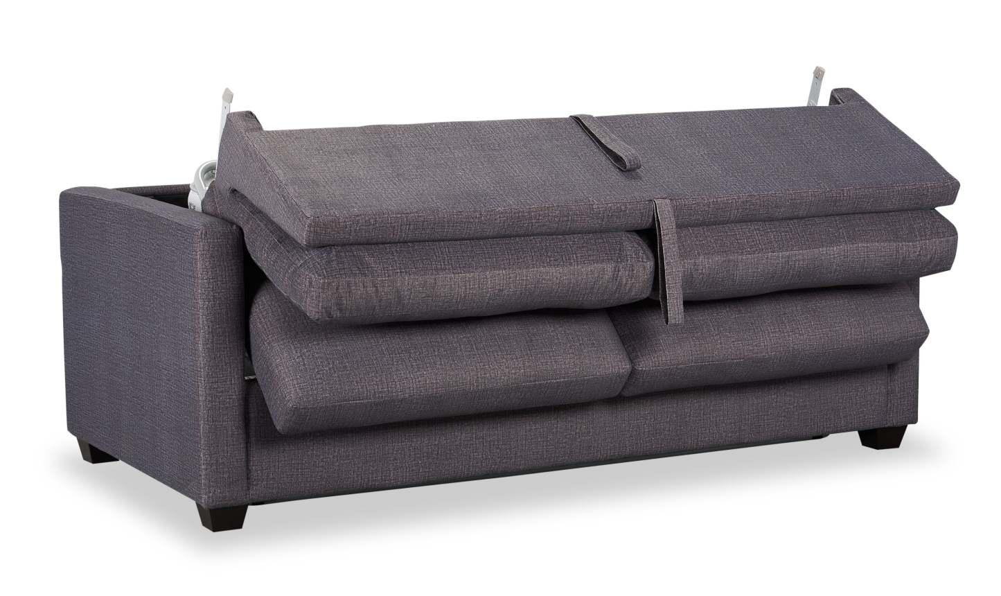 Fabriqué au Canada, canapé-lit Everlee de 76,5 po en microsuède avec mousse à mémoire de forme et deux coussins décoratifs - gris