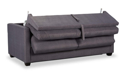 Fabriqué au Canada, canapé-lit Everlee de 76,5 po en microsuède avec mousse à mémoire de forme et deux coussins décoratifs - gris