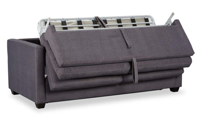 Fabriqué au Canada, canapé-lit Everlee de 76,5 po en microsuède avec mousse à mémoire de forme et deux coussins décoratifs - gris