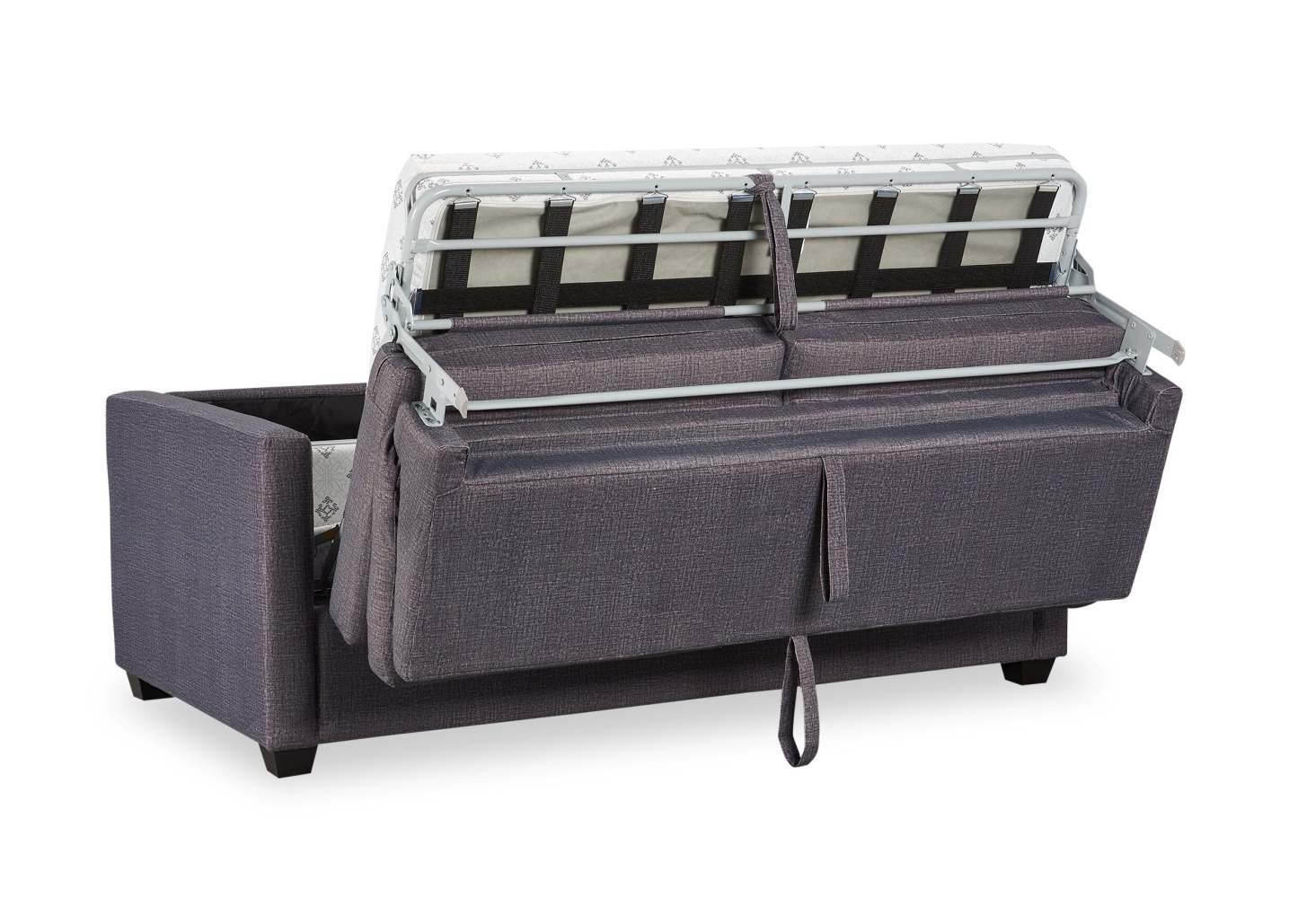 Fabriqué au Canada, canapé-lit Everlee de 76,5 po en microsuède avec mousse à mémoire de forme et deux coussins décoratifs - gris
