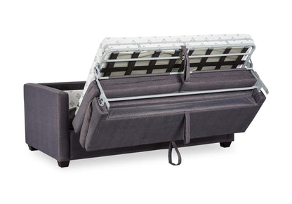 Fabriqué au Canada, canapé-lit Everlee de 76,5 po en microsuède avec mousse à mémoire de forme et deux coussins décoratifs - gris