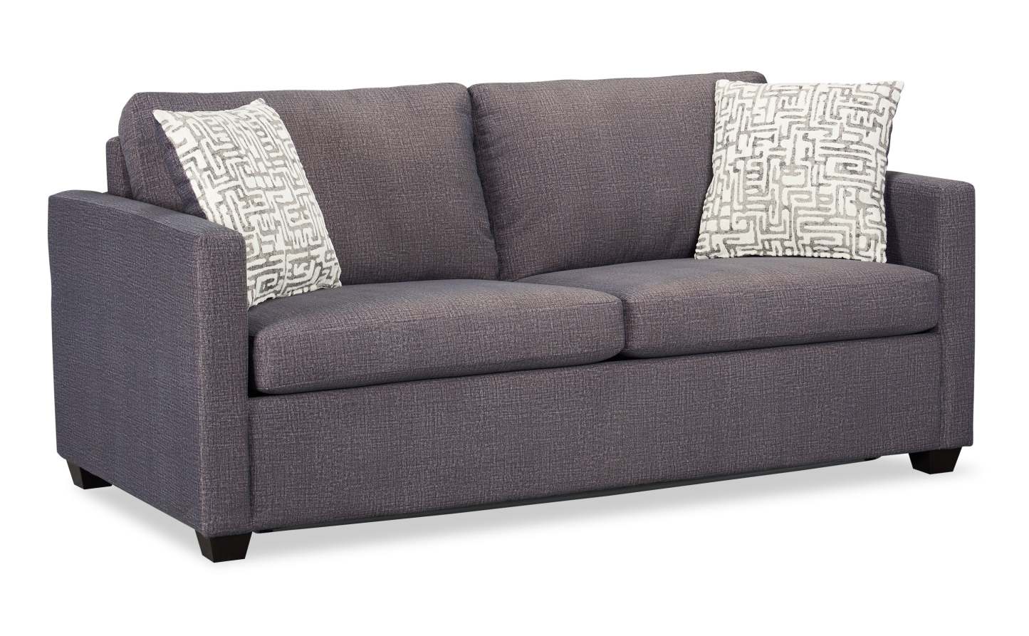 Fabriqué au Canada, canapé-lit Everlee de 76,5 po en microsuède avec mousse à mémoire de forme et deux coussins décoratifs - gris