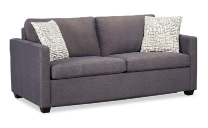 Fabriqué au Canada, canapé-lit Everlee de 76,5 po en microsuède avec mousse à mémoire de forme et deux coussins décoratifs - gris