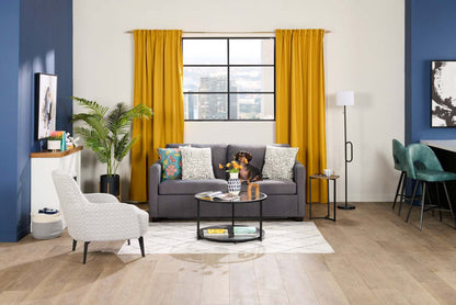 Fabriqué au Canada, canapé-lit Everlee de 76,5 po en microsuède avec mousse à mémoire de forme et deux coussins décoratifs - gris