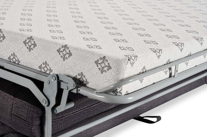 Fabriqué au Canada, canapé-lit Everlee de 76,5 po en microsuède avec mousse à mémoire de forme et deux coussins décoratifs - gris