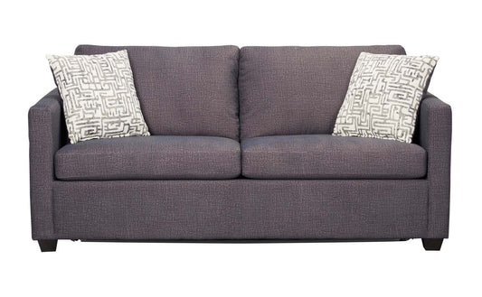 Fabriqué au Canada, canapé-lit Everlee de 76,5 po en microsuède avec mousse à mémoire de forme et deux coussins décoratifs - gris