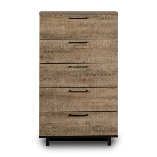 Commode de chambre Everley, 5 tiroirs, 29 L x 49 H - Marron | Commode verticale Everley de 29 po (L) x 49 po (H) à 5 tiroirs pour la chambre à coucher - brune
