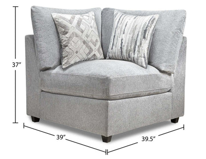 Scott Living Canapé modulaire Evolve 5 pièces en tissu d'apparence lin avec coussins en plumes - Gris | Canapé sectionnel modulaire Evolve de Scott Living 5 pièces en tissu d'apparence lin avec coussins en couette et plumes - gris