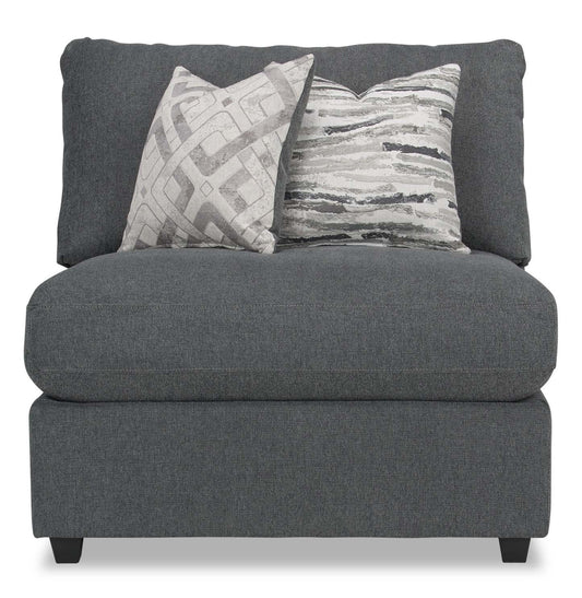 Scott Living Evolve Modular 39.5 Linen-Look Fabric Armless Chair with Feather Down Cushions - Charcoal Grey | Fauteuil modulaire sans accoudoirs Evolve de Scott Living de 39,5 po en tissu d’apparence lin avec coussins en duvet et plumes - gris anthracite
