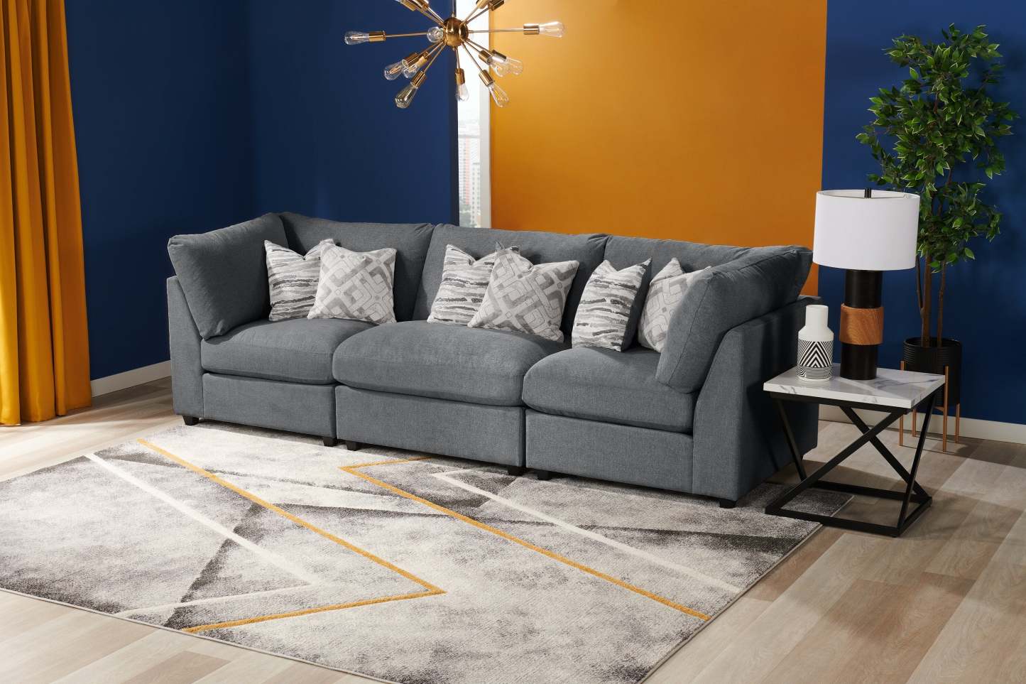 Scott Living Evolve Modular 39.5 Linen-Look Fabric Corner Chair with Feather Down Cushions - Charcoal Grey | Fauteuil modulaire en coin Evolve de Scott Living de 39,5 po en tissu d’apparence lin avec coussins en duvet et plumes - gris anthracite