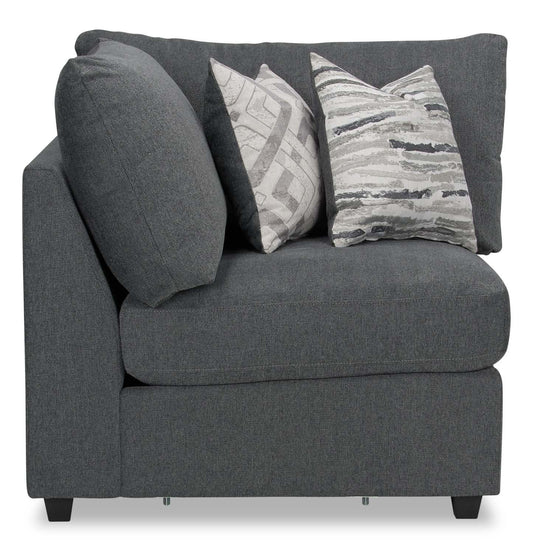 Scott Living Evolve Modular 39.5 Linen-Look Fabric Corner Chair with Feather Down Cushions - Charcoal Grey | Fauteuil modulaire en coin Evolve de Scott Living de 39,5 po en tissu d’apparence lin avec coussins en duvet et plumes - gris anthracite