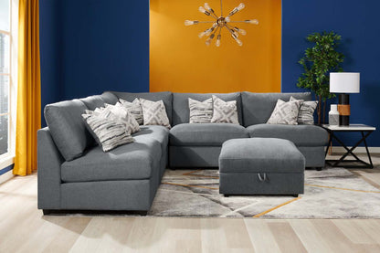 Scott Living Evolve Modular 39.5 Linen-Look Fabric Storage Ottoman with Feather Down Cushion - Charcoal Grey | Pouf de rangement modulaire Evolve de Scott Living de 39,5 po en tissu d’apparence lin avec coussin en duvet et plumes - gris anthracite