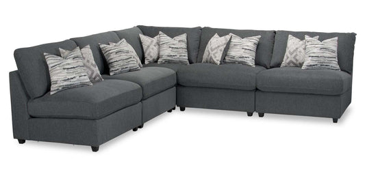 Sofa sectionnel modulaire sans accoudoirs Evolve de Scott Living 5 pièces avec coussins en duvet et plumes - gris anthracite