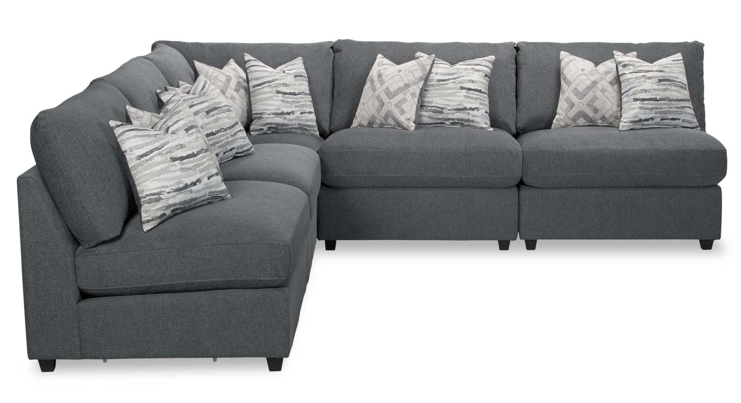 Sofa sectionnel modulaire sans accoudoirs Evolve de Scott Living 5 pièces avec coussins en duvet et plumes - gris anthracite