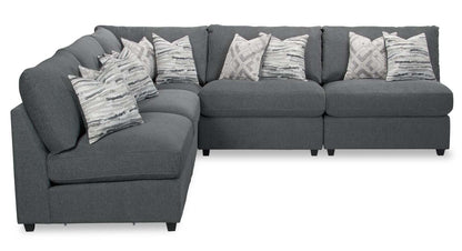 Sofa sectionnel modulaire sans accoudoirs Evolve de Scott Living 5 pièces avec coussins en duvet et plumes - gris anthracite