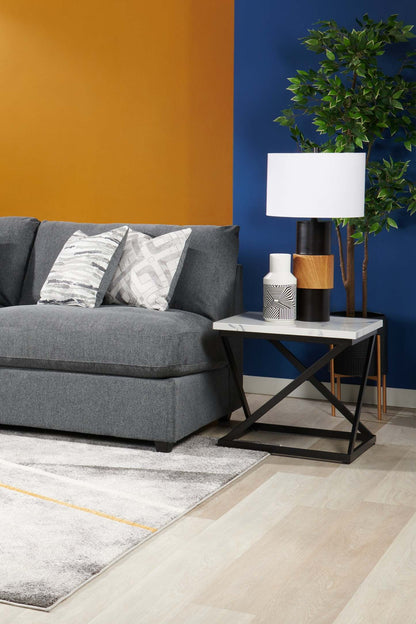 Scott Living Evolve Modular 39.5 Linen-Look Fabric Armless Chair with Feather Down Cushions - Charcoal Grey | Fauteuil modulaire sans accoudoirs Evolve de Scott Living de 39,5 po en tissu d’apparence lin avec coussins en duvet et plumes - gris anthracite