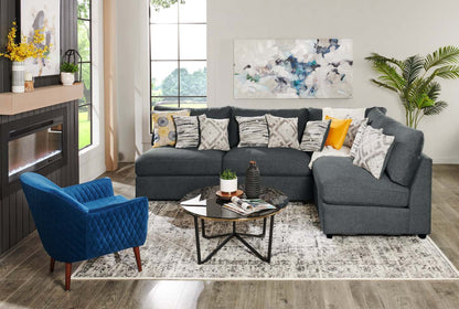 Scott Living Evolve Modular 4-Piece Linen-Look Fabric Sectional with Feather Down Cushions - Charcoal Grey | Canapé sectionnel modulaire Evolve de Scott Living 4 pièces en tissu d’apparence lin avec coussins en duvet et plumes - gris anthracite