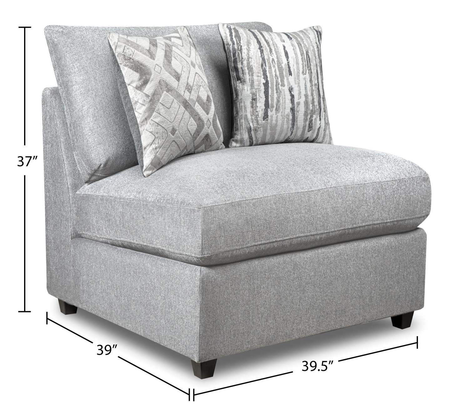 Scott Living Evolve Modular 5-Piece Linen-Look Fabric Armless Sectional with Feather Down Cushions - Grey | Canapé sectionnel sans accoudoirs modulaire Evolve de Scott Living 5 pièces en tissu d'apparence lin avec coussins en duvet et plumes - gris