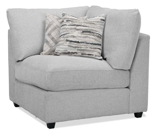 Scott Living Chaise d'angle modulaire 39,5 Evolve en tissu d'apparence lin avec coussins en plumes - Gris | Fauteuil modulable en coin Evolve de Scott Living de 39,5 po en tissu d'apparence lin avec coussins en couette et plumes - gris clair