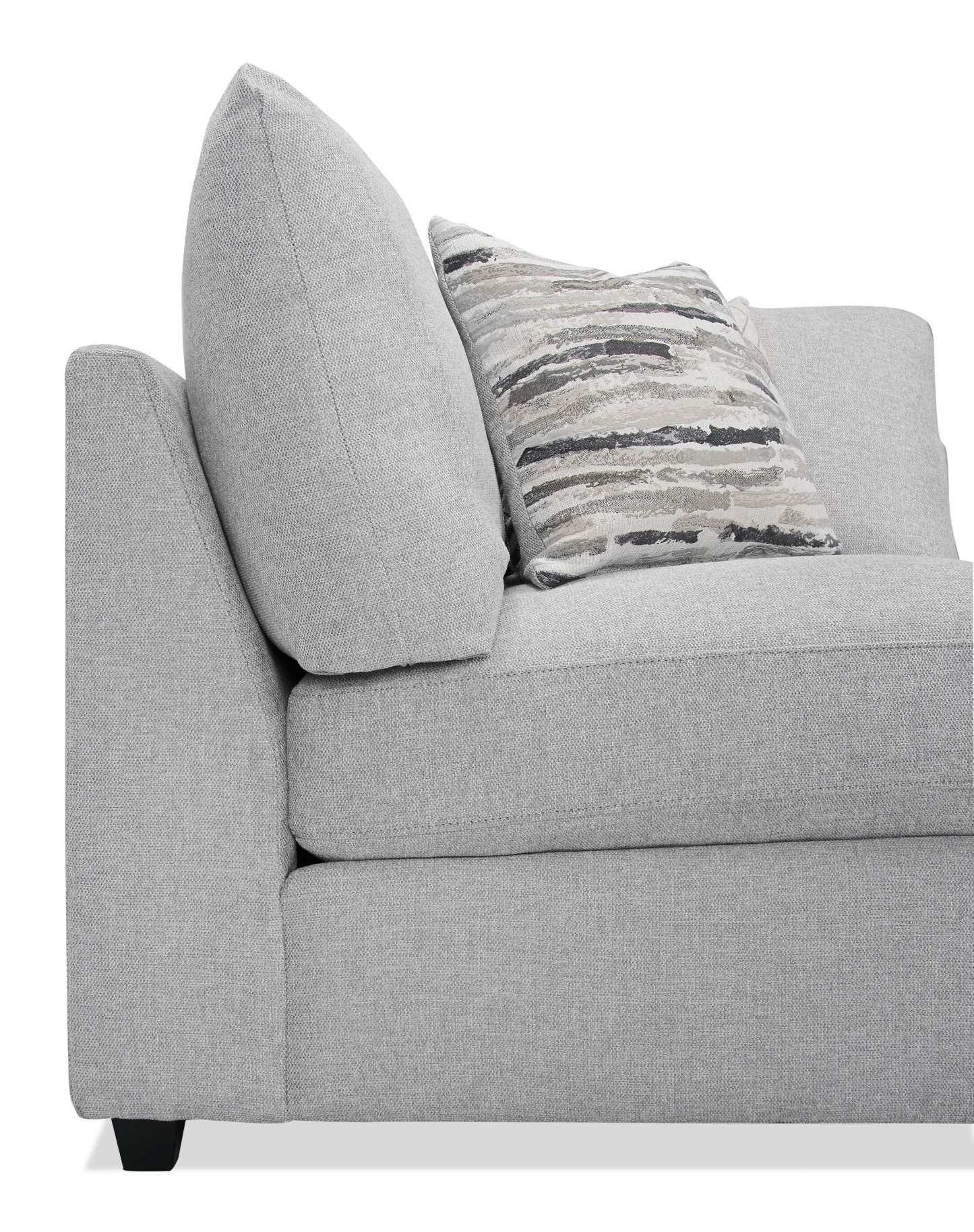 Scott Living Chaise d'angle modulaire 39,5 Evolve en tissu d'apparence lin avec coussins en plumes - Gris | Fauteuil modulable en coin Evolve de Scott Living de 39,5 po en tissu d'apparence lin avec coussins en couette et plumes - gris clair