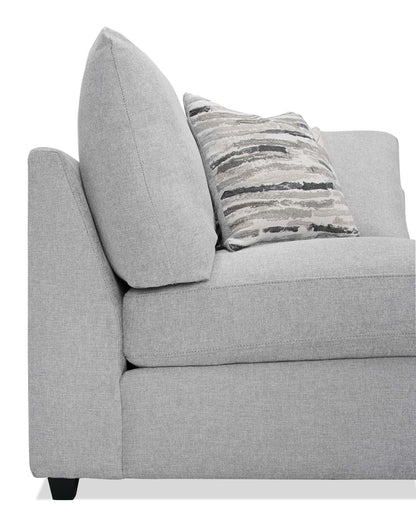 Scott Living Chaise d'angle modulaire 39,5 Evolve en tissu d'apparence lin avec coussins en plumes - Gris | Fauteuil modulable en coin Evolve de Scott Living de 39,5 po en tissu d'apparence lin avec coussins en couette et plumes - gris clair