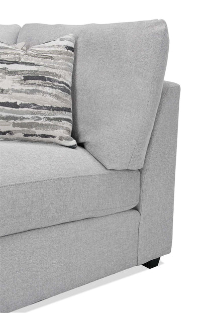 Scott Living Chaise d'angle modulaire 39,5 Evolve en tissu d'apparence lin avec coussins en plumes - Gris | Fauteuil modulable en coin Evolve de Scott Living de 39,5 po en tissu d'apparence lin avec coussins en couette et plumes - gris clair